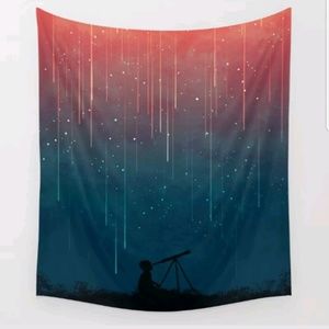 Boy Looking Through Telescope Tapestry